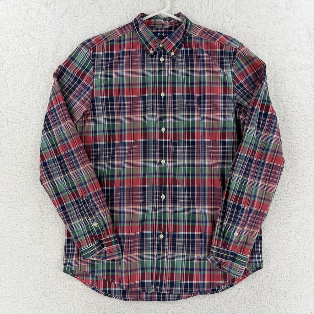 Polo Ralph Lauren Shirt Boys XL 18-20 Multicolor Plaid Long Sleeve Button Front
